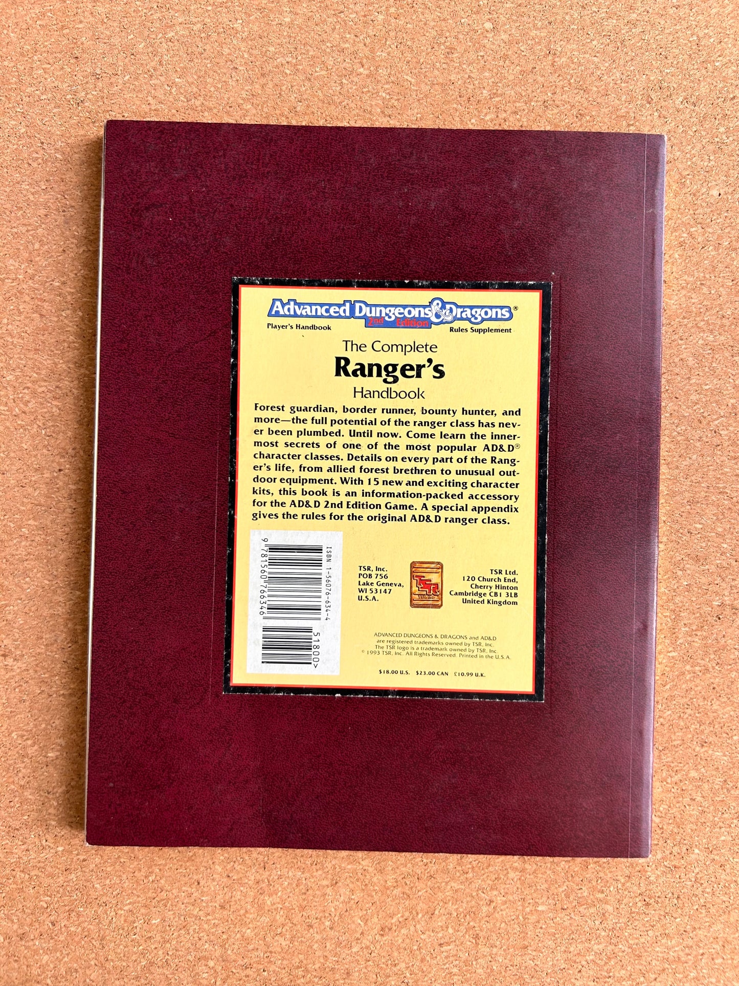 Advanced Dungeons & Dragons - The Complete Ranger’s Handbook - PHBR11 TSR2136 - Paperback (1993)