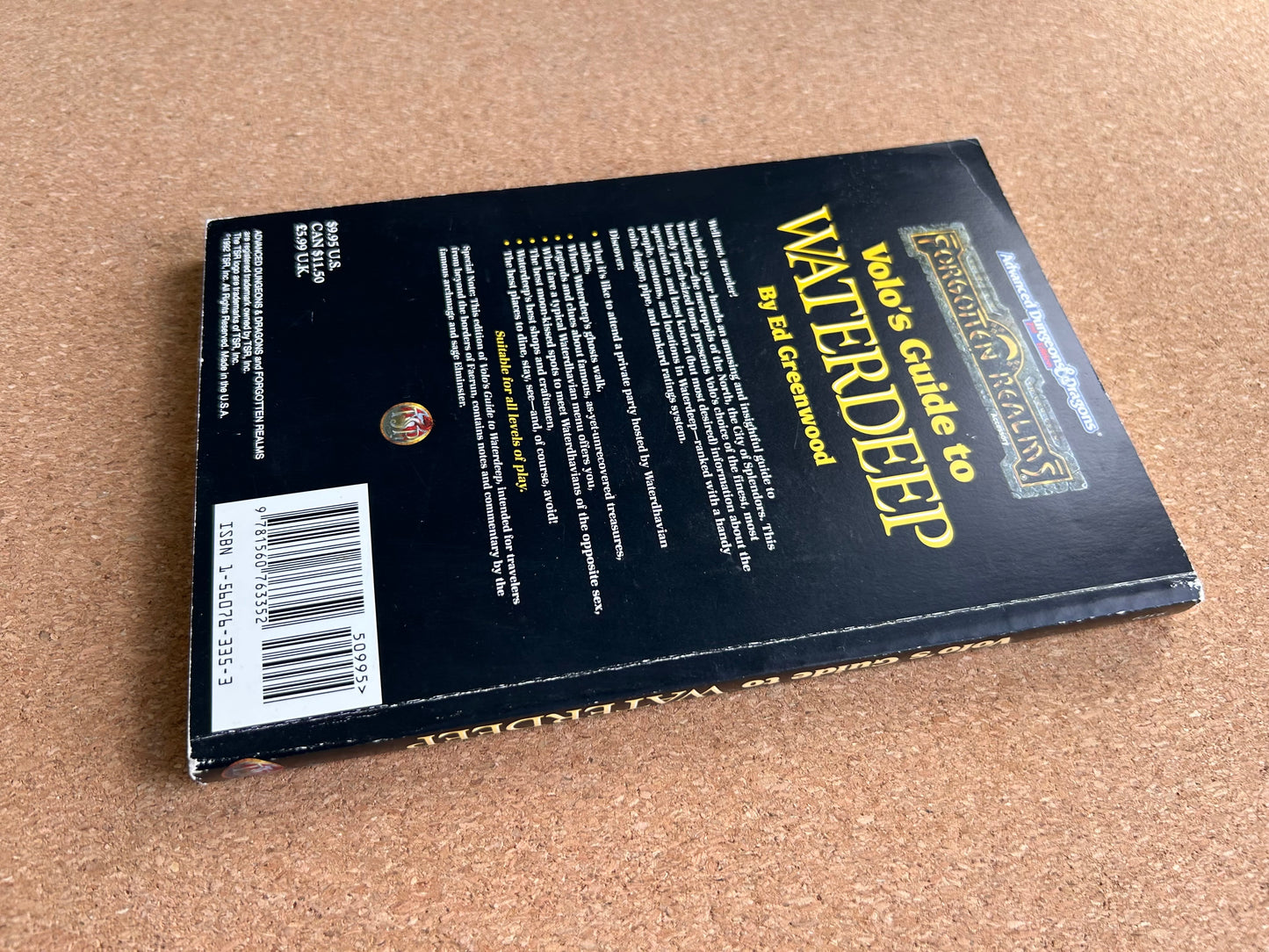 Advanced Dungeons & Dragons Forgotten Realms - Volo’s Guide to Waterdeep TSR9379 - Paperback (1992) - No Map