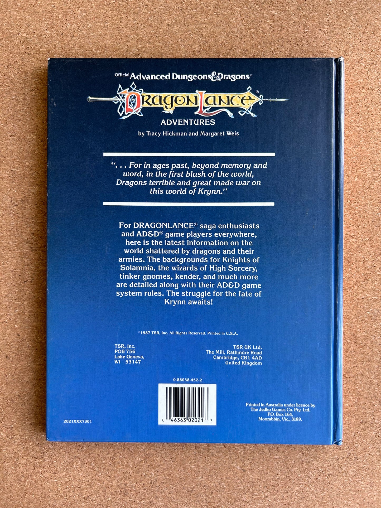 Advanced Dungeons & Dragons - Dragonlance Adventures TSR2021 Hardcover (1987)
