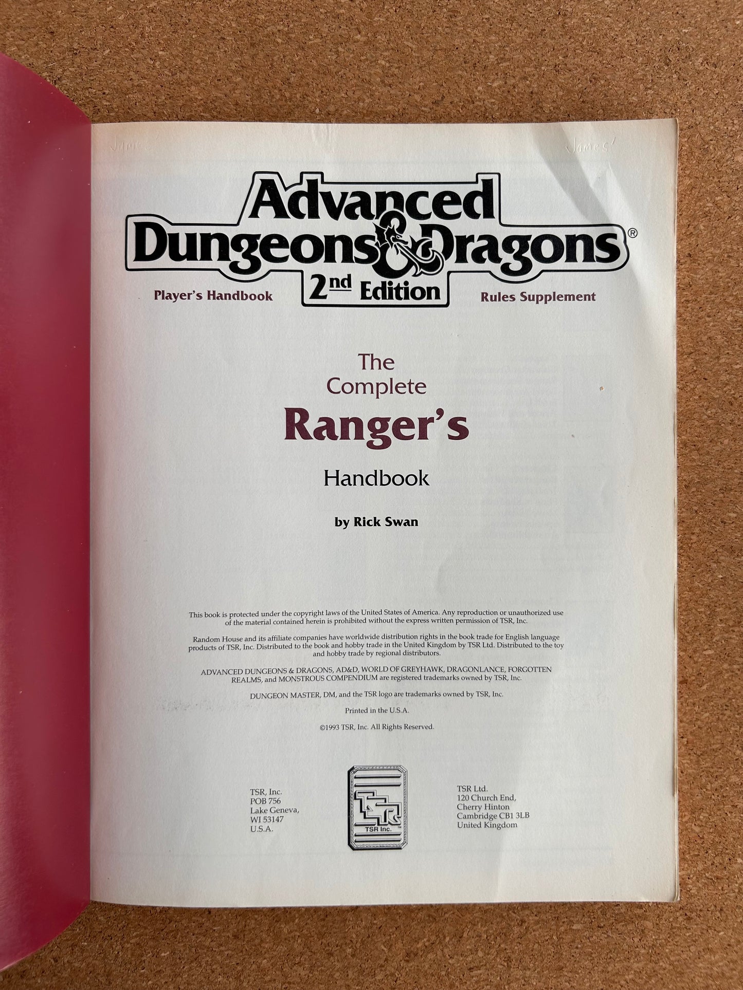 Advanced Dungeons & Dragons - The Complete Ranger’s Handbook - PHBR11 TSR2136 - Paperback (1993)