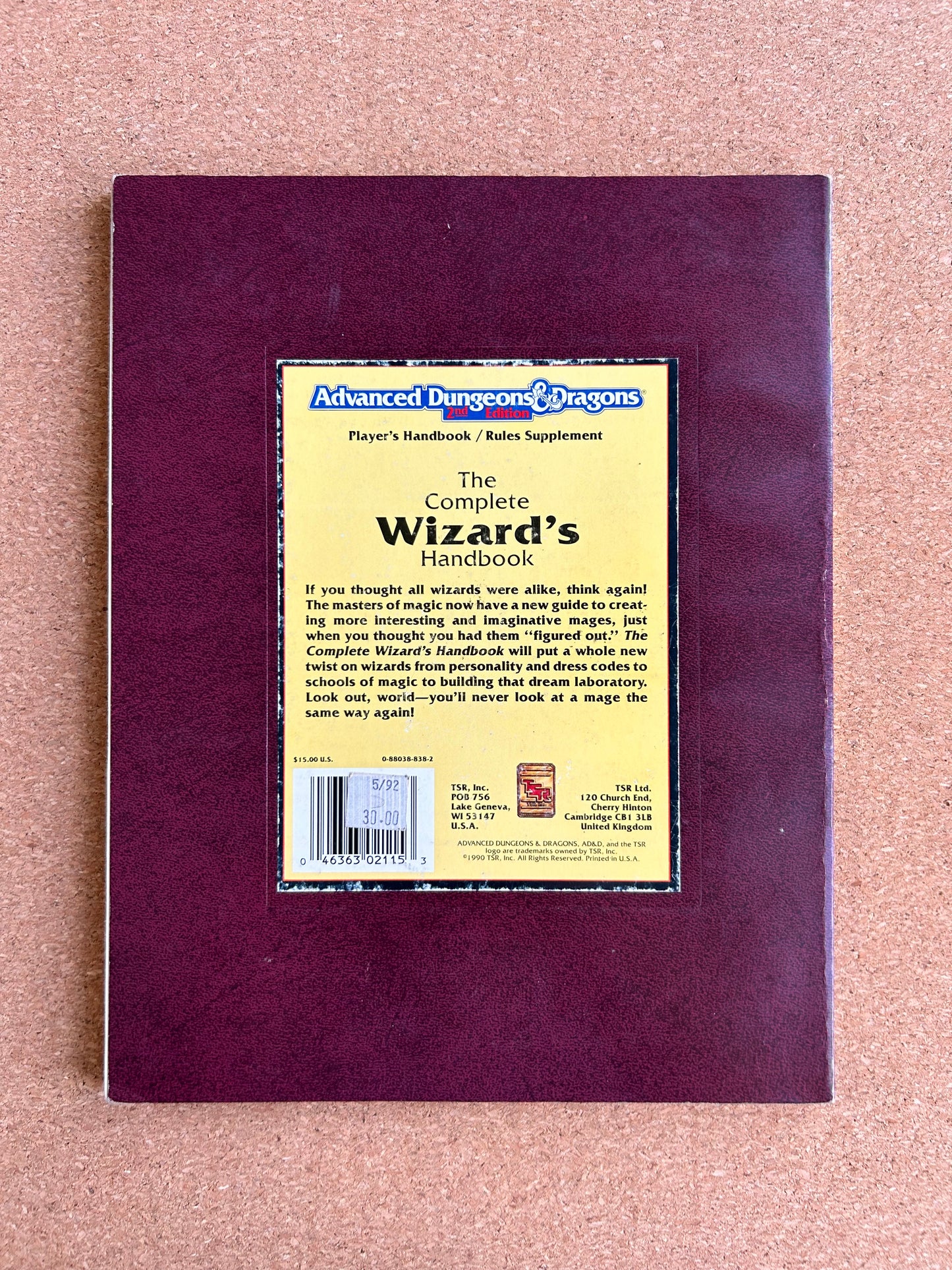 Advanced Dungeons & Dragons - The Complete Wizard’s Handbook - PHBR4 TSR2115 - Paperback (1990)