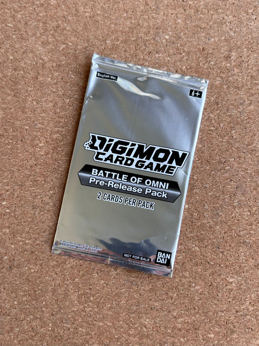 Digimon Card Game: Battle of Omni Pre-Release Pack- 2 Card Booster Pack - English
