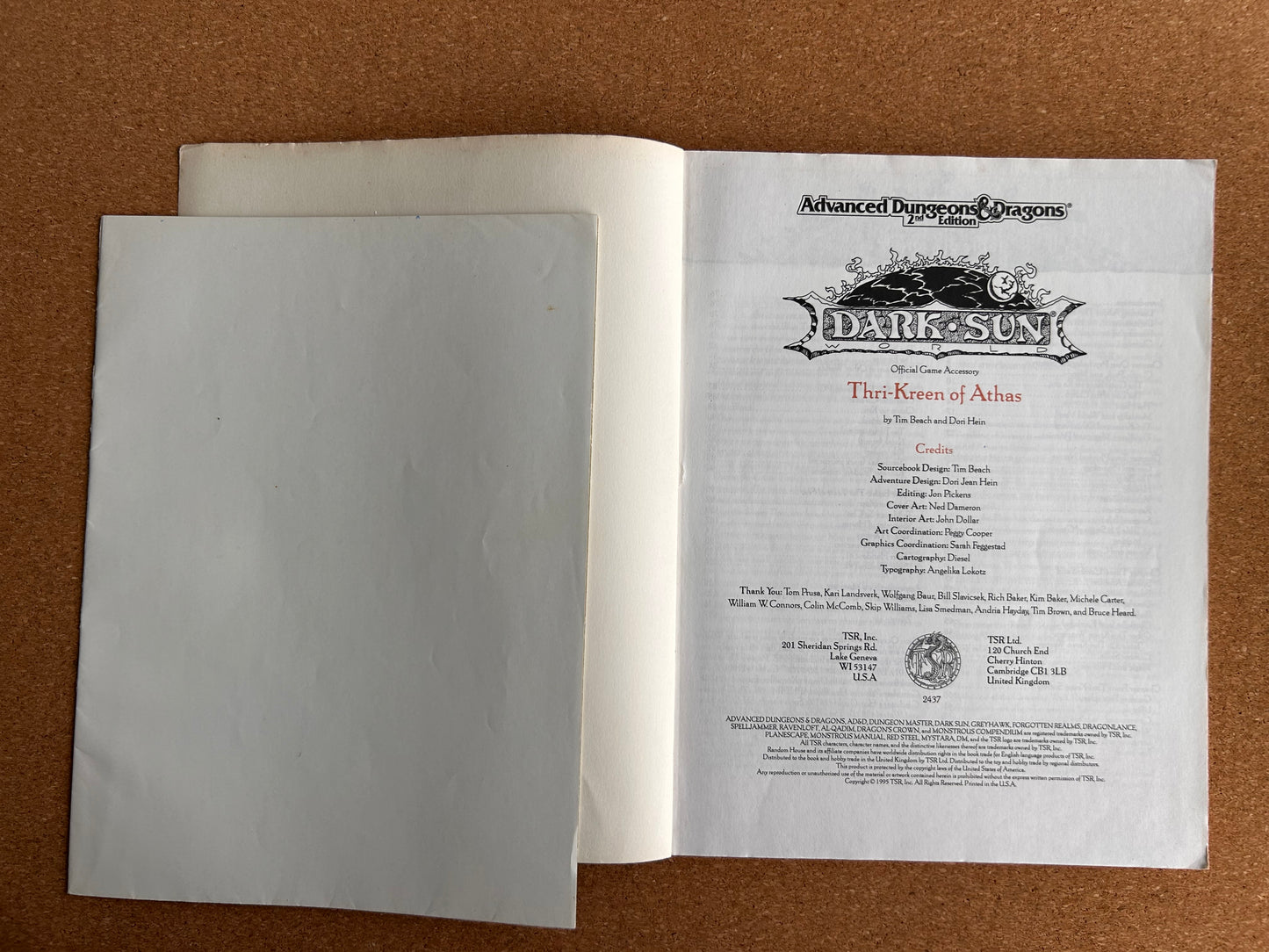 Advanced Dungeons & Dragons Dark Sun - Thri-Kreen of Athas - TSR2437 - Paperback (1995) - With Map