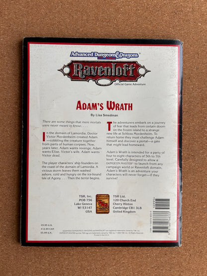 Advanced Dungeons & Dragons Ravenloft - Adam’s Wrath - TSR9439 - Paperback (1994) - With Map