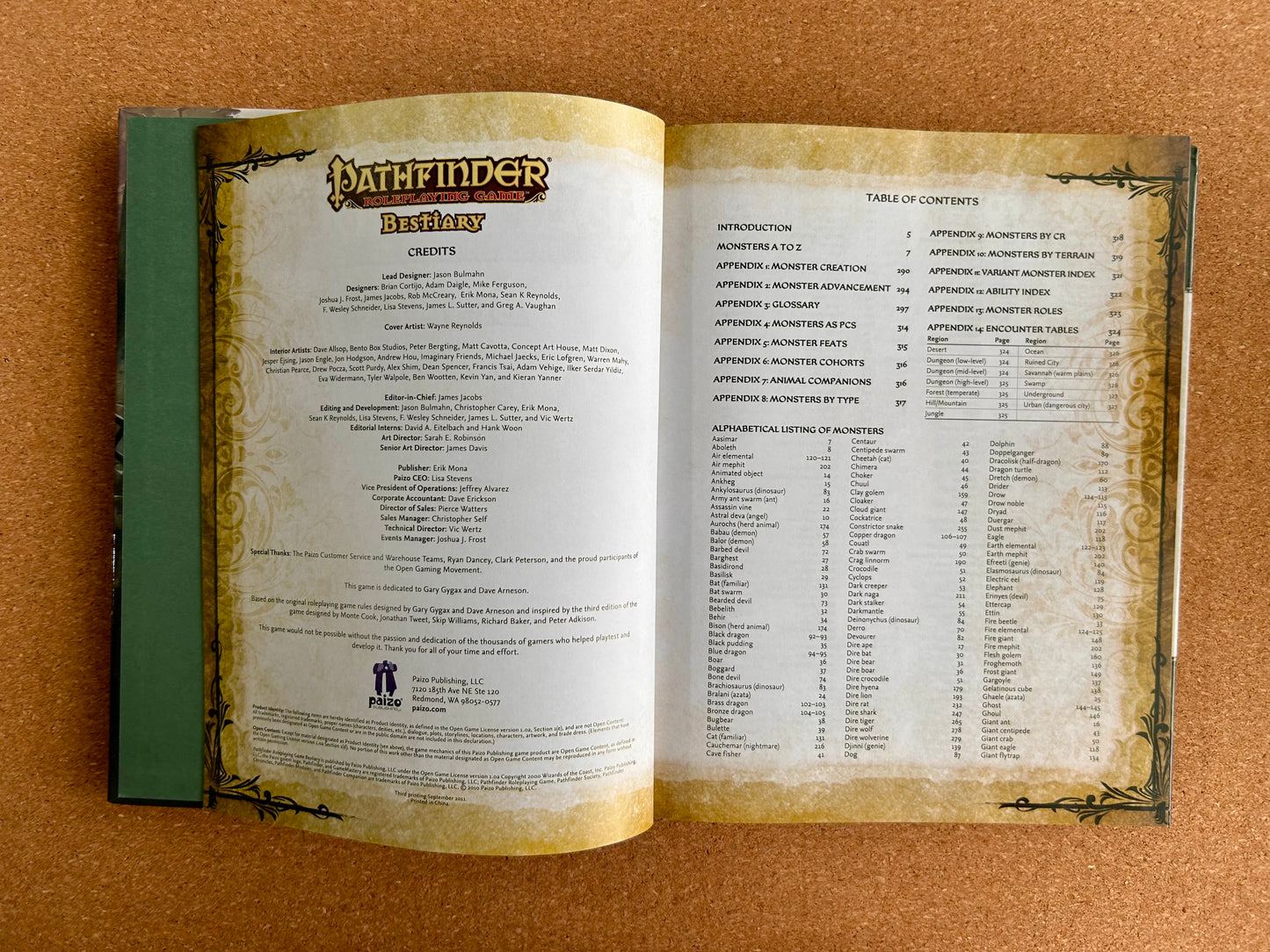 Pathfinder First Edition - Bestiary - Paizo Hardcover (2011)