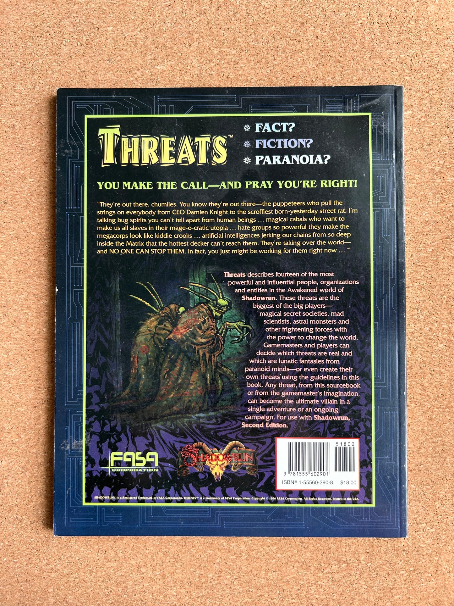 Shadowrun Second Edition - Threats 7121 - FASA Paperback (1996)