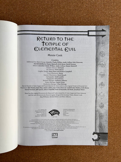 Dungeons & Dragons Adventure 3.0/3.5 - Return to the Temple of Elemental Evil - WTC11843 - Paperback (2001)