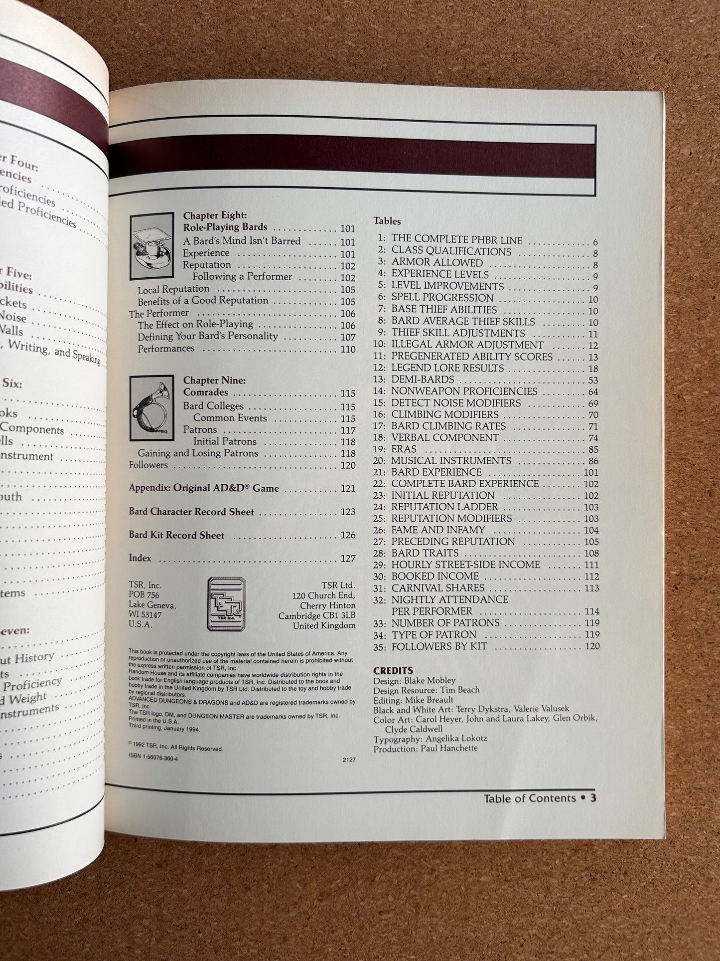 Advanced Dungeons & Dragons - The Complete Bard’s Handbook - PHBR7 TSR2127 - Paperback (1992)