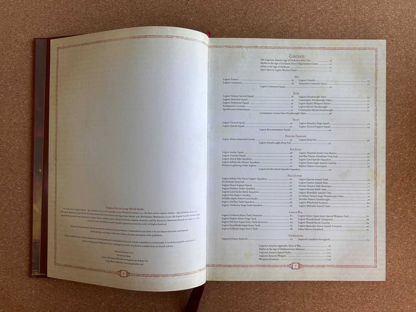 Warhammer 40K The Horus Heresy - Legiones Astartes Age of Darkness Army List - Games Workshop Hardcover (2016)
