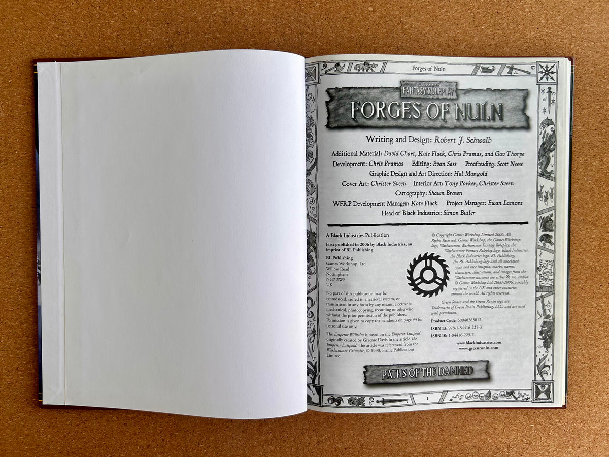 Warhammer Fantasy Roleplay 2nd Ed - Paths of the Damned Forges of Nuln  - Black Library Hardcover (2006)