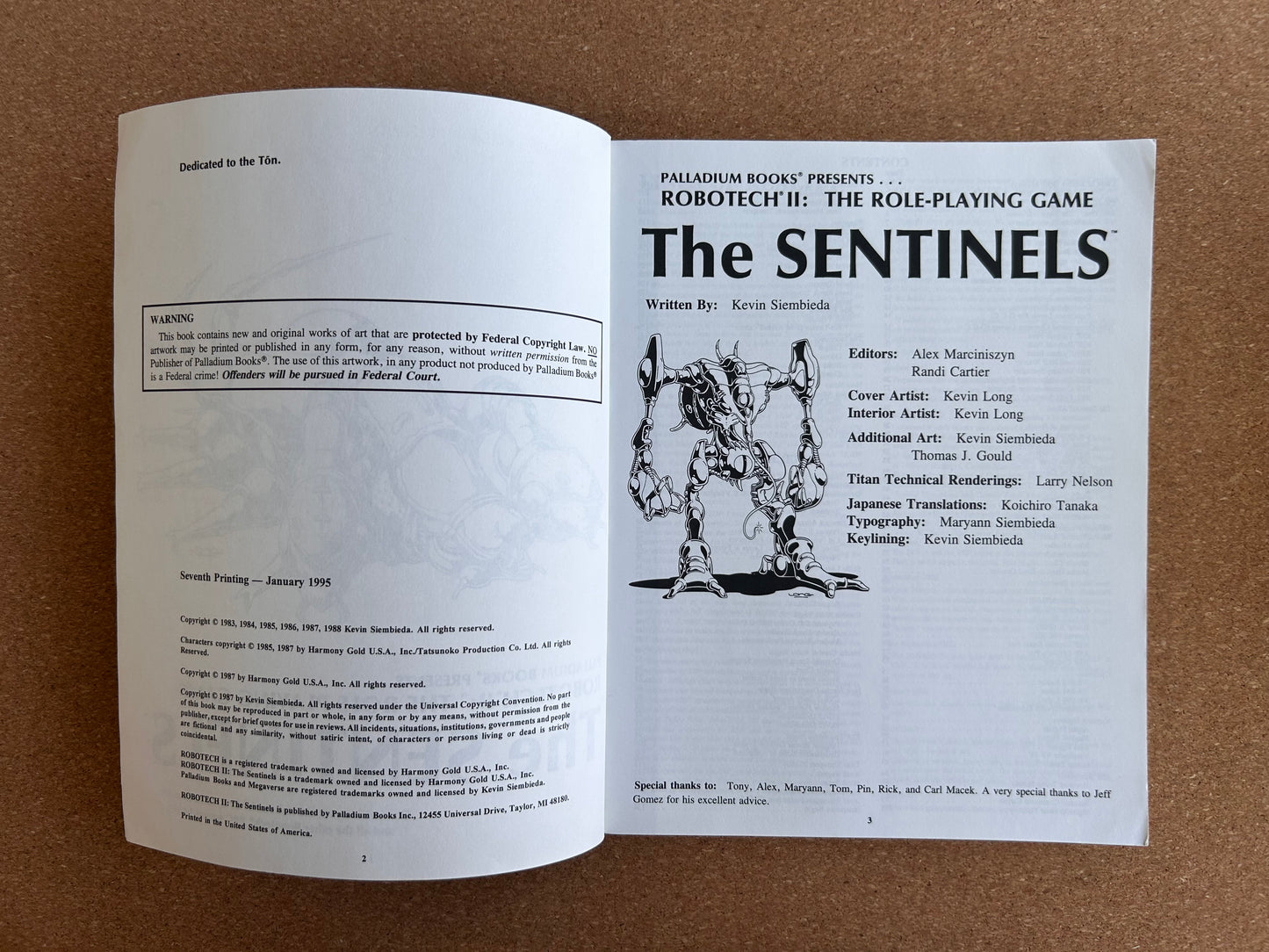 Robotech II The Role-Playing Game - The Sentinels - Palladium Paperback (1995)