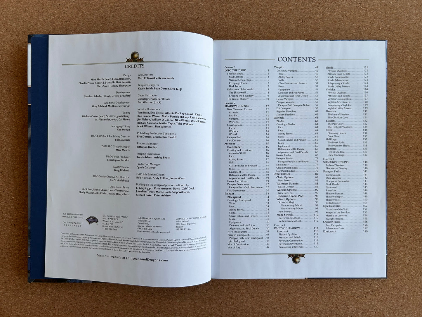 Dungeons & Dragons 4th Edition - Player’s Option: Heroes of Shadow - WOTC Hardcover (2011)