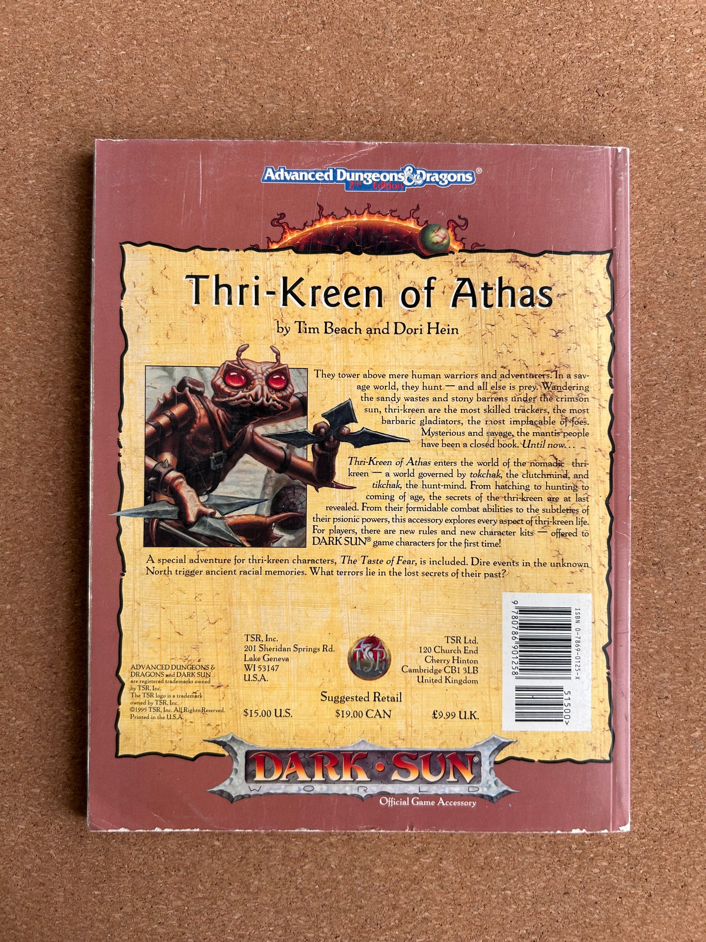 Advanced Dungeons & Dragons Dark Sun - Thri-Kreen of Athas - TSR2437 - Paperback (1995) - With Map