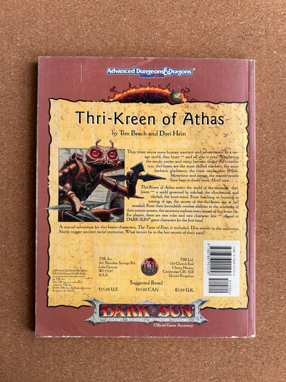 Advanced Dungeons & Dragons Dark Sun - Thri-Kreen of Athas - TSR2437 - Paperback (1995) - With Map