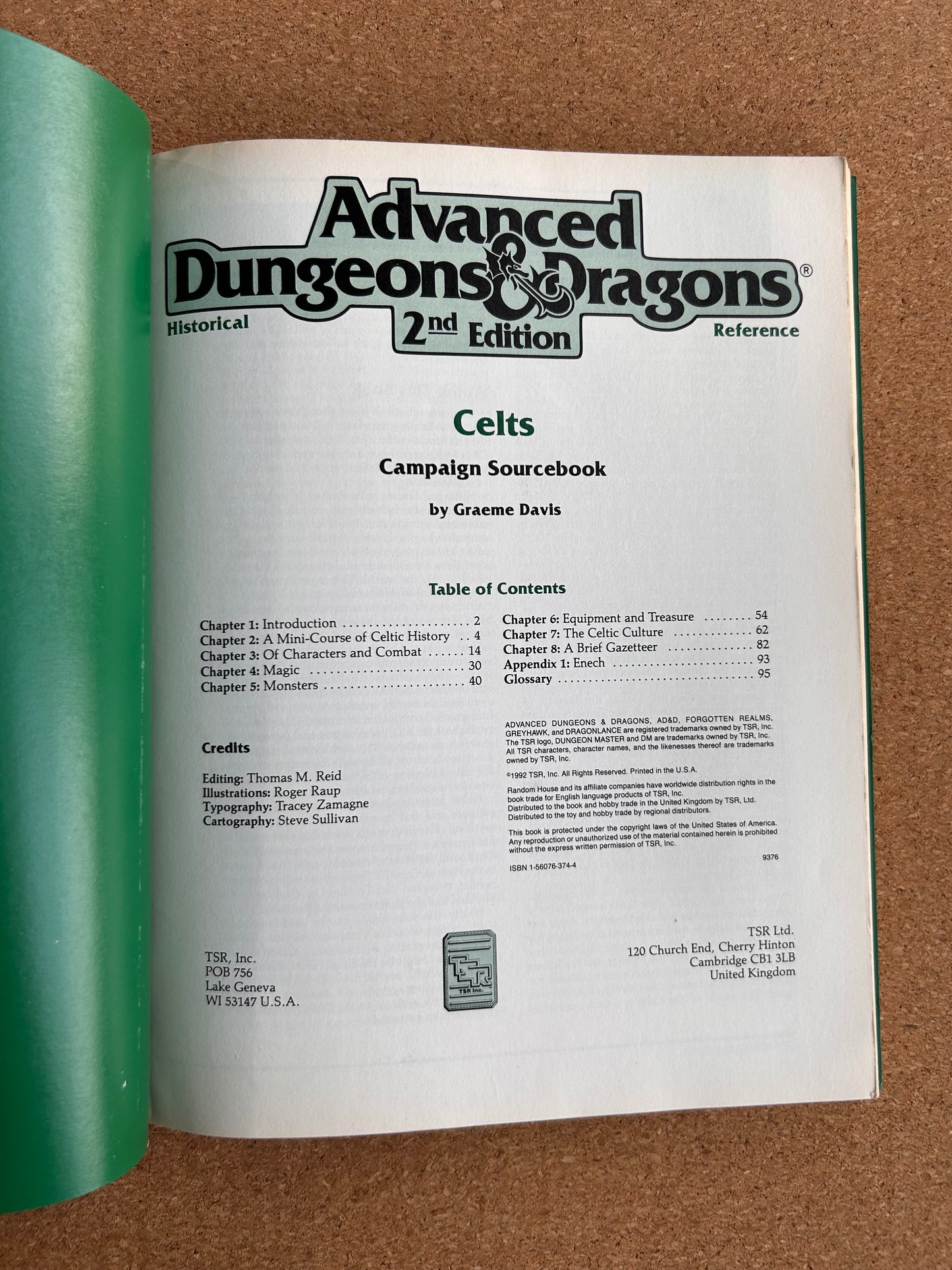 Advanced Dungeons & Dragons Historical Reference - Celts Campaign Sourcebook - HR3 TSR9376 - Paperback (1992) with Map