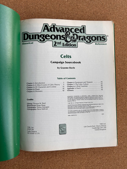 Advanced Dungeons & Dragons Historical Reference - Celts Campaign Sourcebook - HR3 TSR9376 - Paperback (1992) with Map