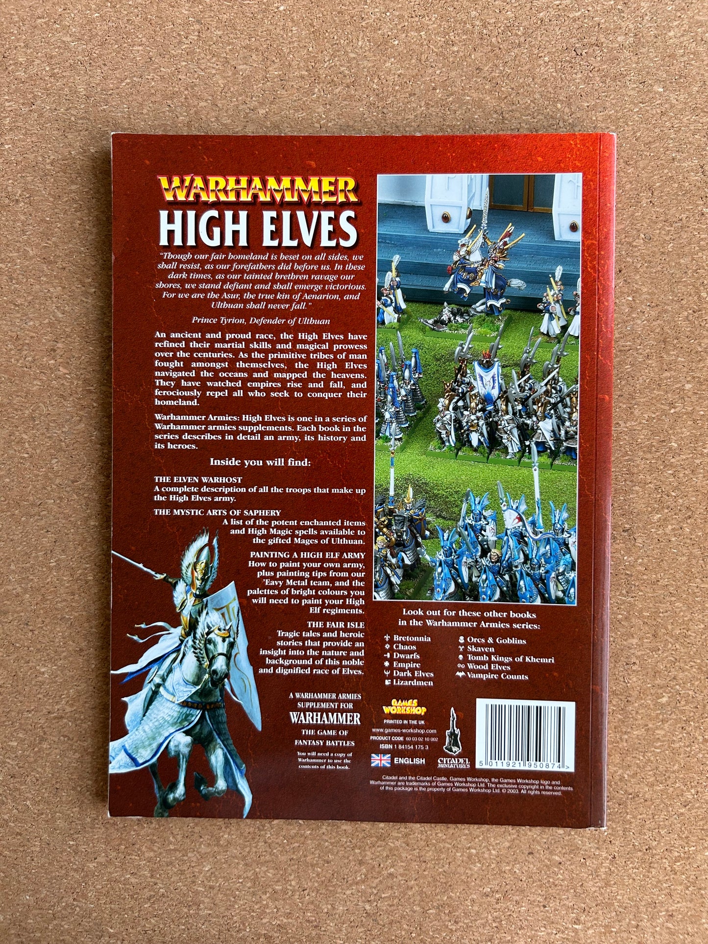 Warhammer Fantasy Armies Codex - High Elves - Games Workshop Paperback (2001)