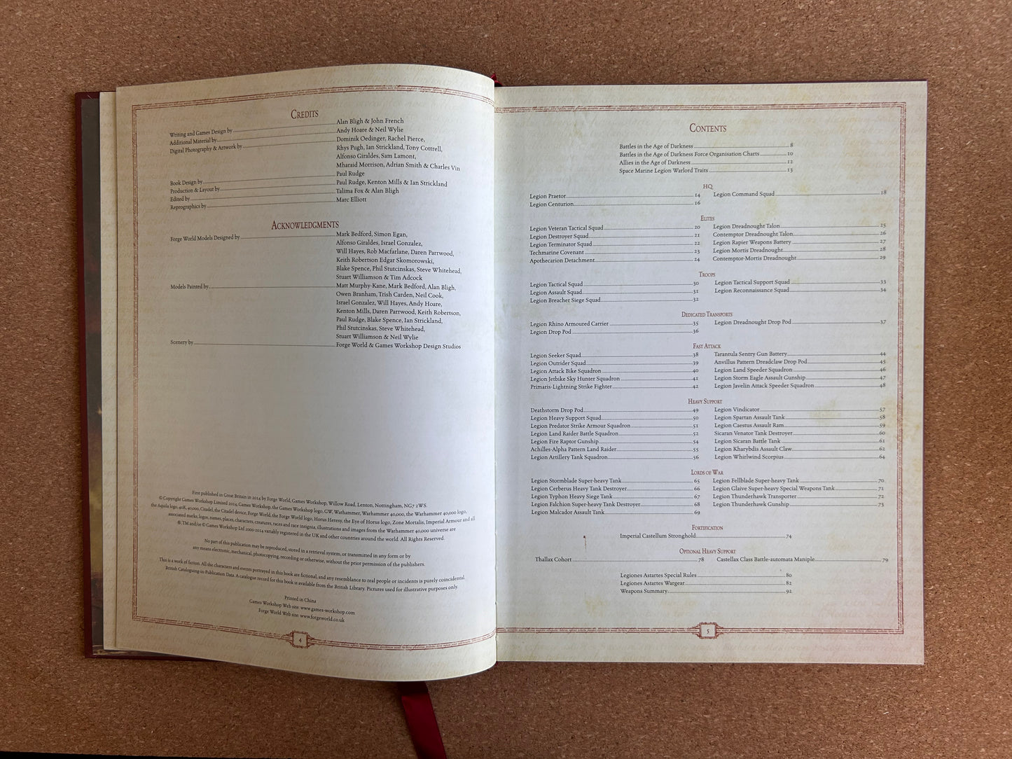 Warhammer 40K The Horus Heresy - Legiones Astartes Crusade Army List - Games Workshop Hardcover (2014)