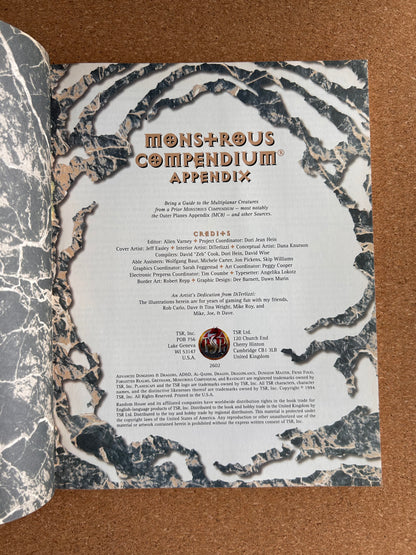 Advanced Dungeons & Dragons Planescape Accessory - Monstrous Compendium Appendix - TSR2602 Paperback (1994)