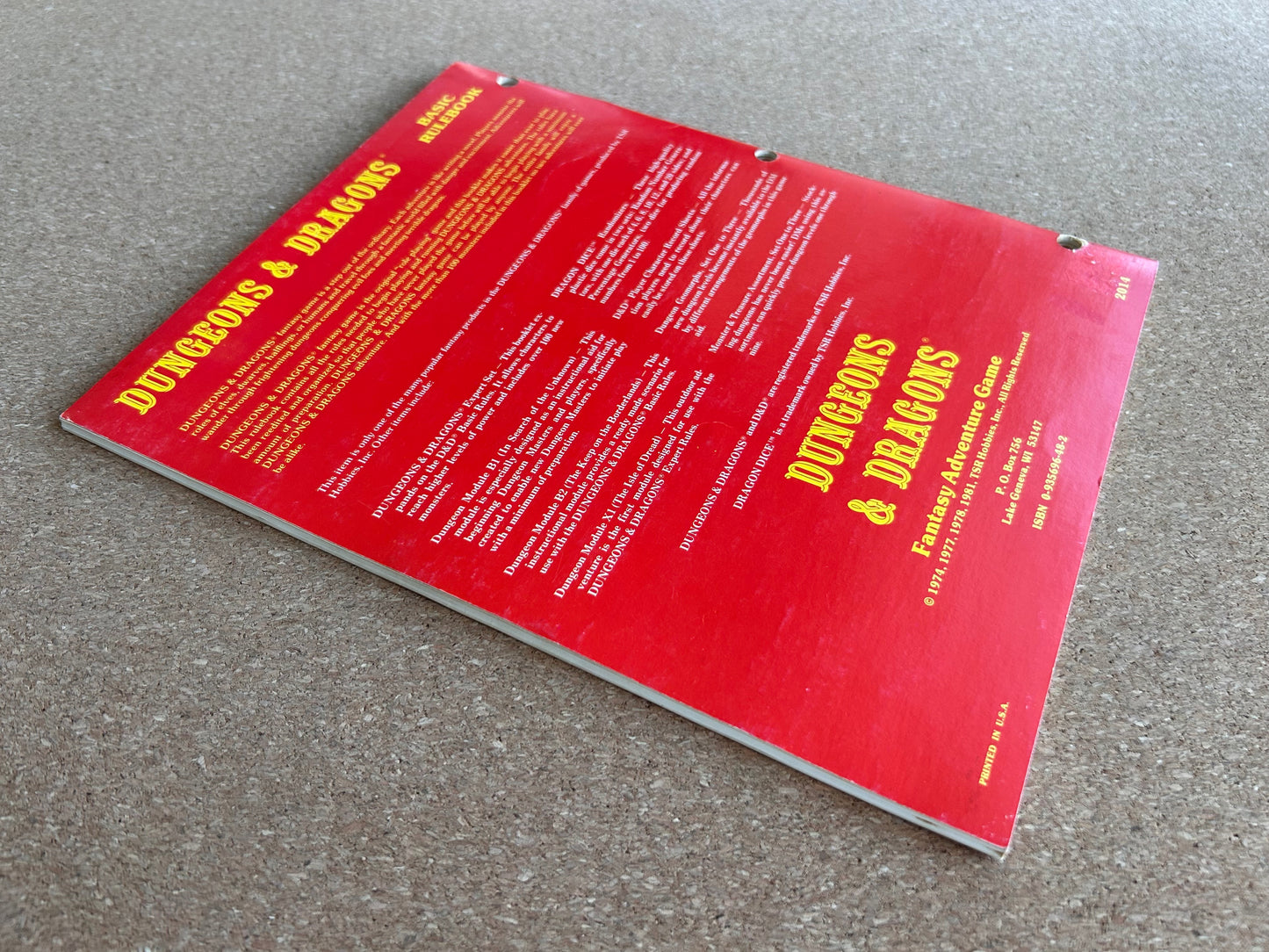 Dungeons & Dragons Basic Rules - Fantasy Adventure Game Basic Rulebook - TSR2014 - Paperback (1981)