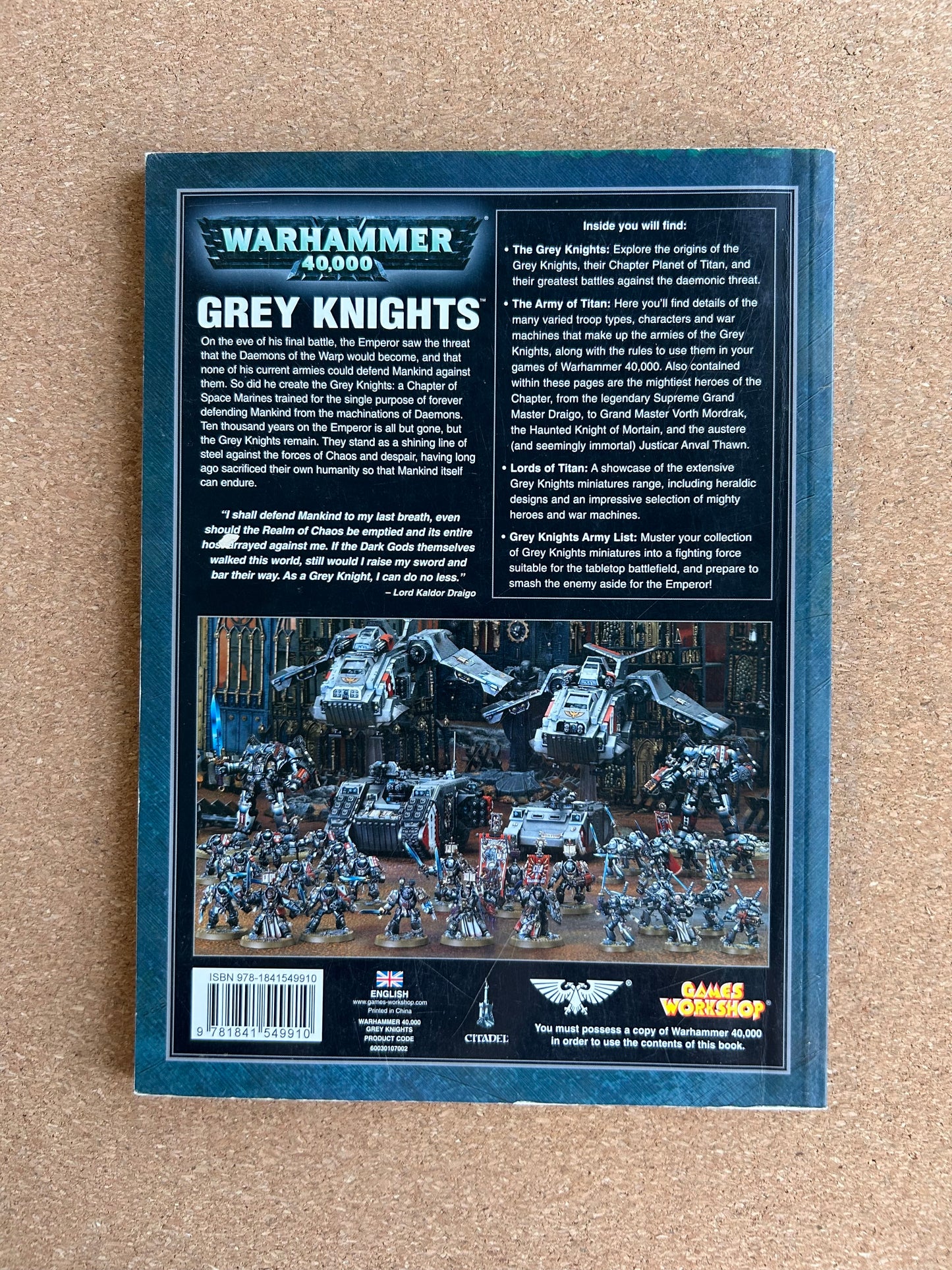 Warhammer 40K 4th Edition - Grey Knights Codex - Games Workshop Paperback (2010)