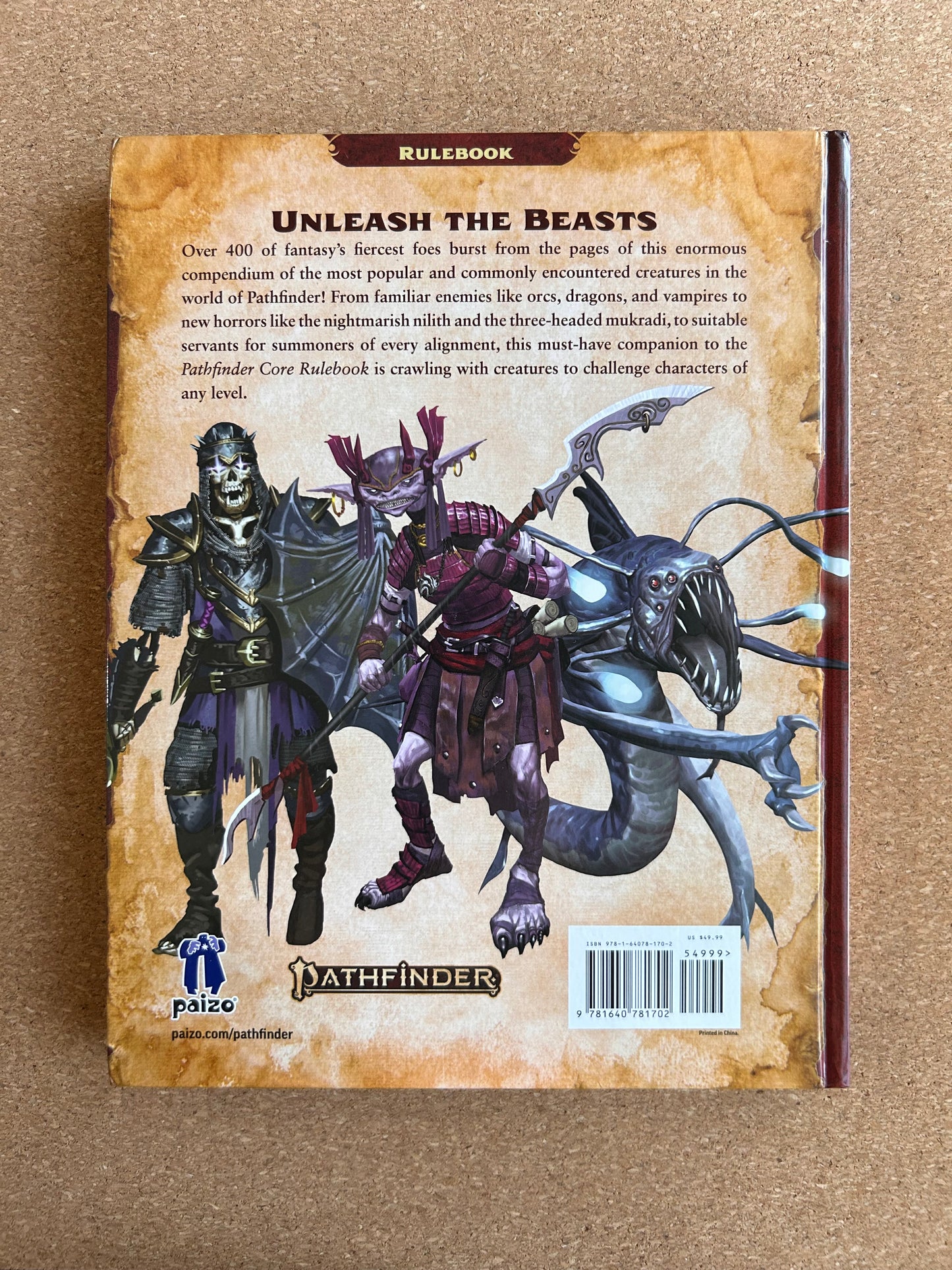 Pathfinder Second Edition - Bestiary - Paizo Hardcover (2019)