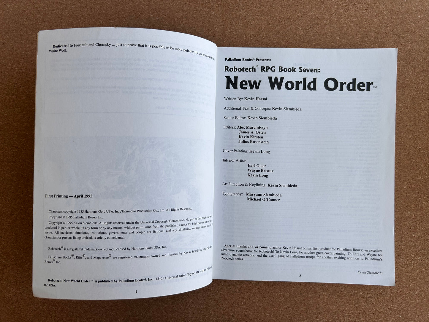 Robotech Book Seven: New World Order - Palladium Paperback (1995)