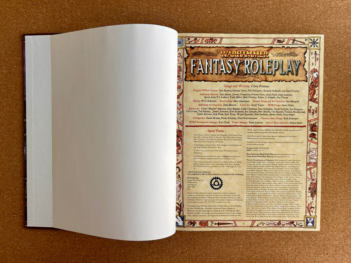 Warhammer Fantasy Roleplay 2nd Ed - Core Rulebook  - Black Library Hardcover (2005)