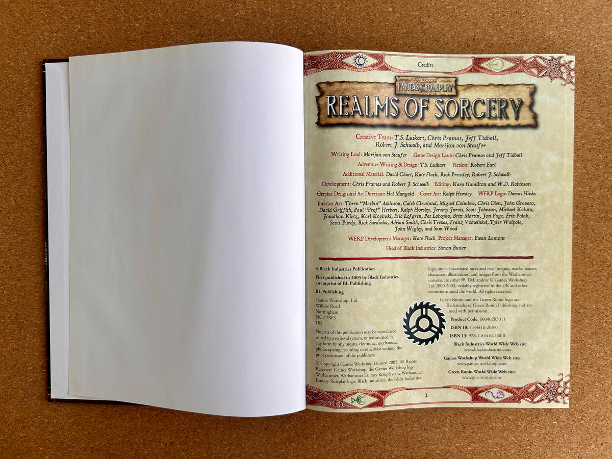 Warhammer Fantasy Roleplay 2nd Ed - Realms of Sorcery  - Black Library Hardcover (2005)