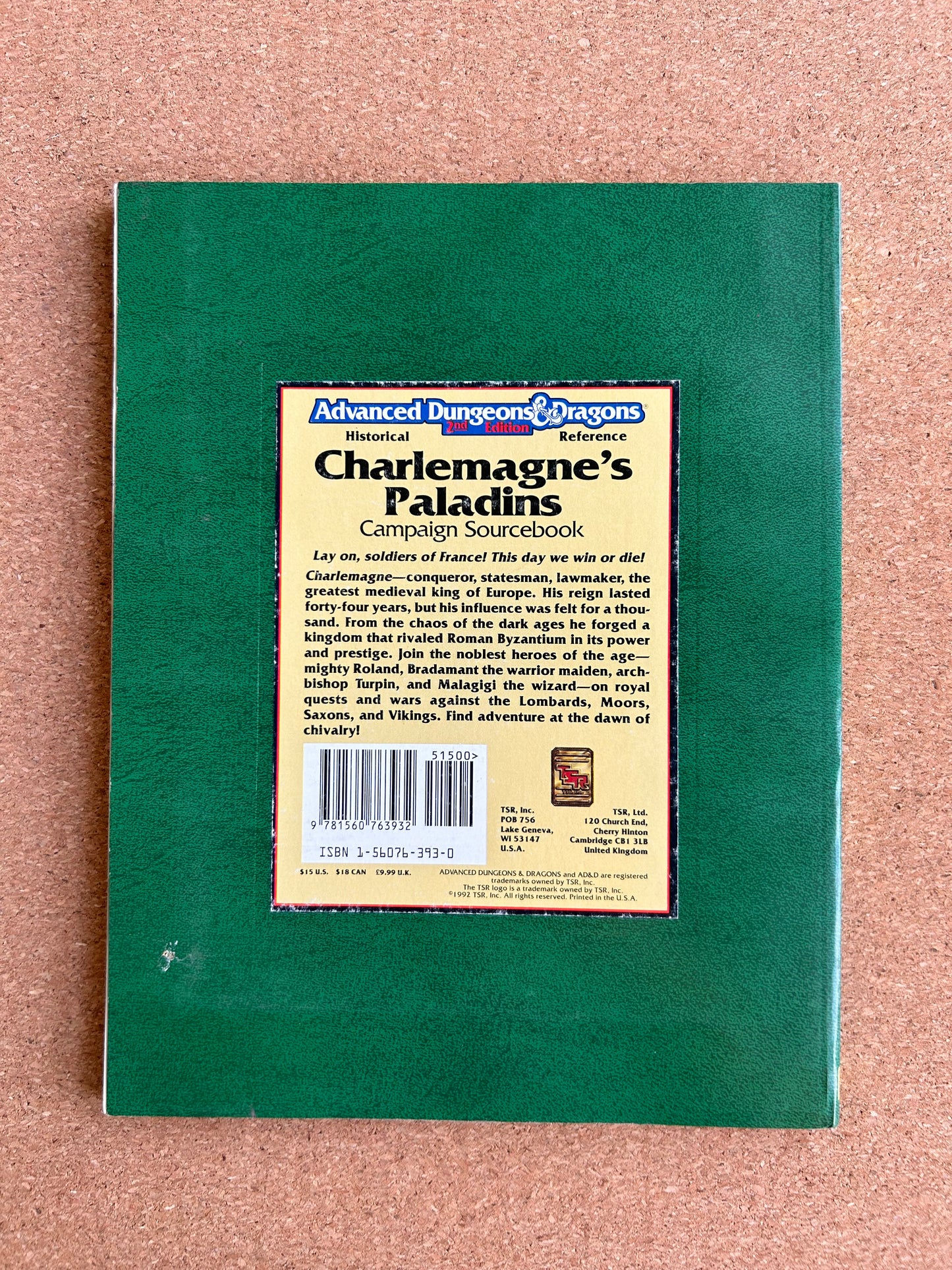 Advanced Dungeons & Dragons Historical Reference - Charlemagne’s Paladins Campaign Sourcebook - HR2 TSR9323 - Paperback (1992) with Map