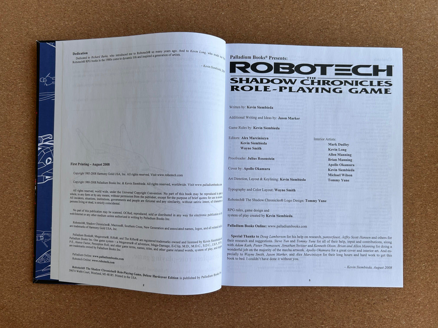Robotech The Shadow Chronicles RPG Deluxe Edition - Palladium Books Hardcover (2008)