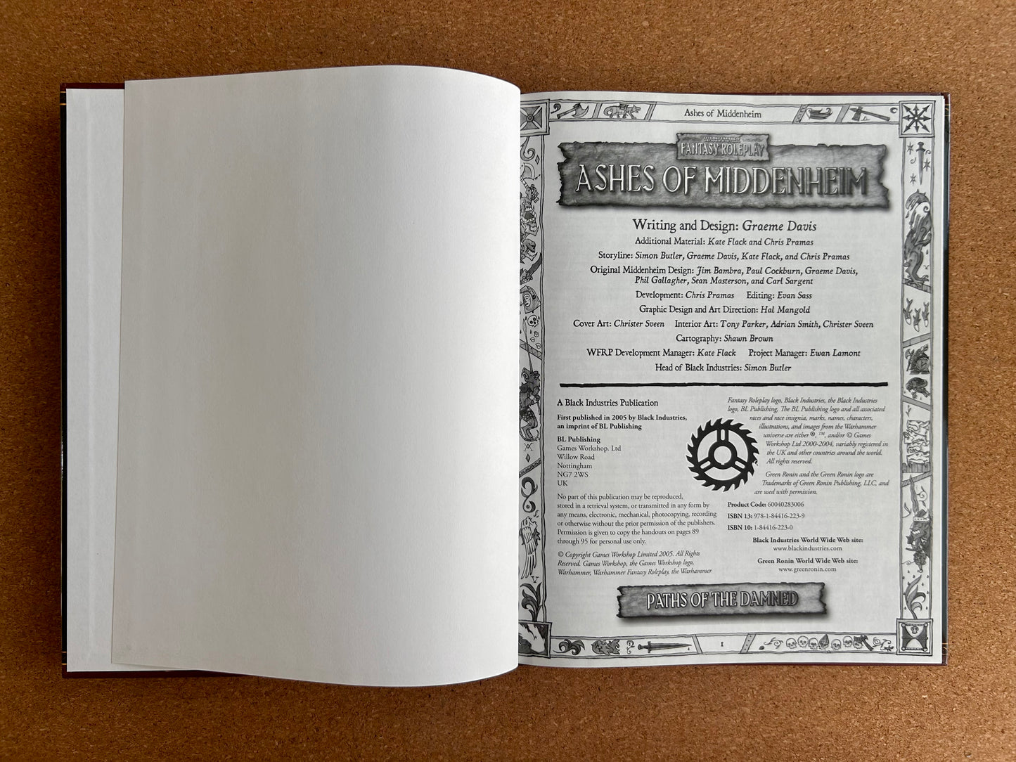 Warhammer Fantasy Roleplay 2nd Ed - Paths of the Damned Ashes of Middenheim  - Black Library Hardcover (2004)