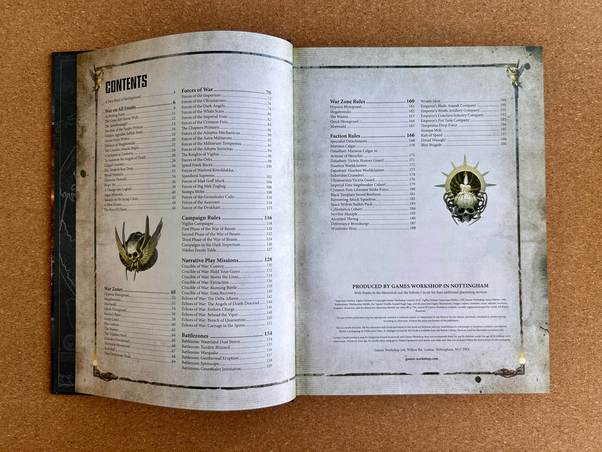 Warhammer 40K 8th Edition - Imperium Nihilus Vigilus Defiant - Games Workshop Hardcover (2018)