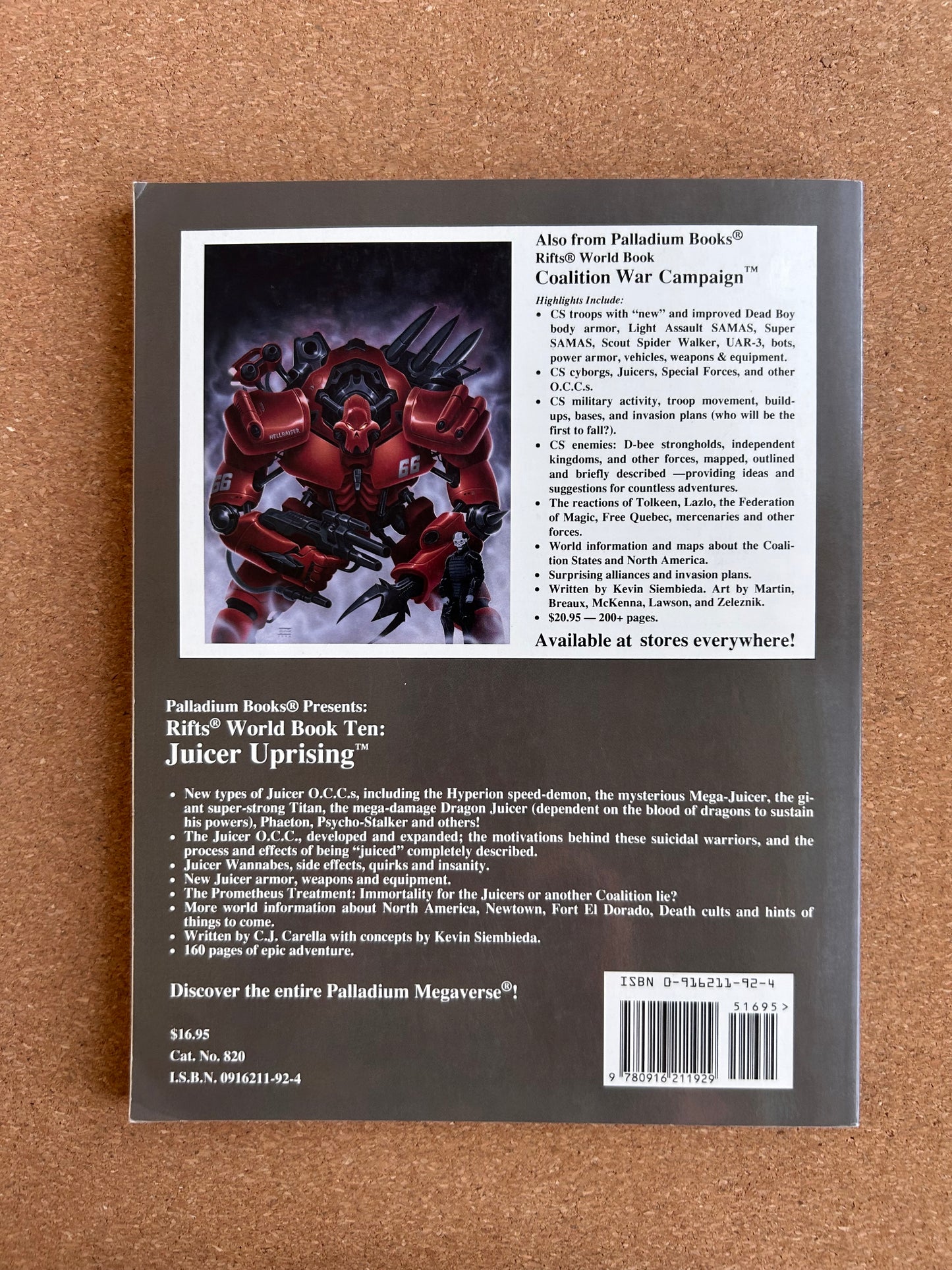 Rifts World Book Ten: Juicer Uprising - Palladium Books Paperback (1996)