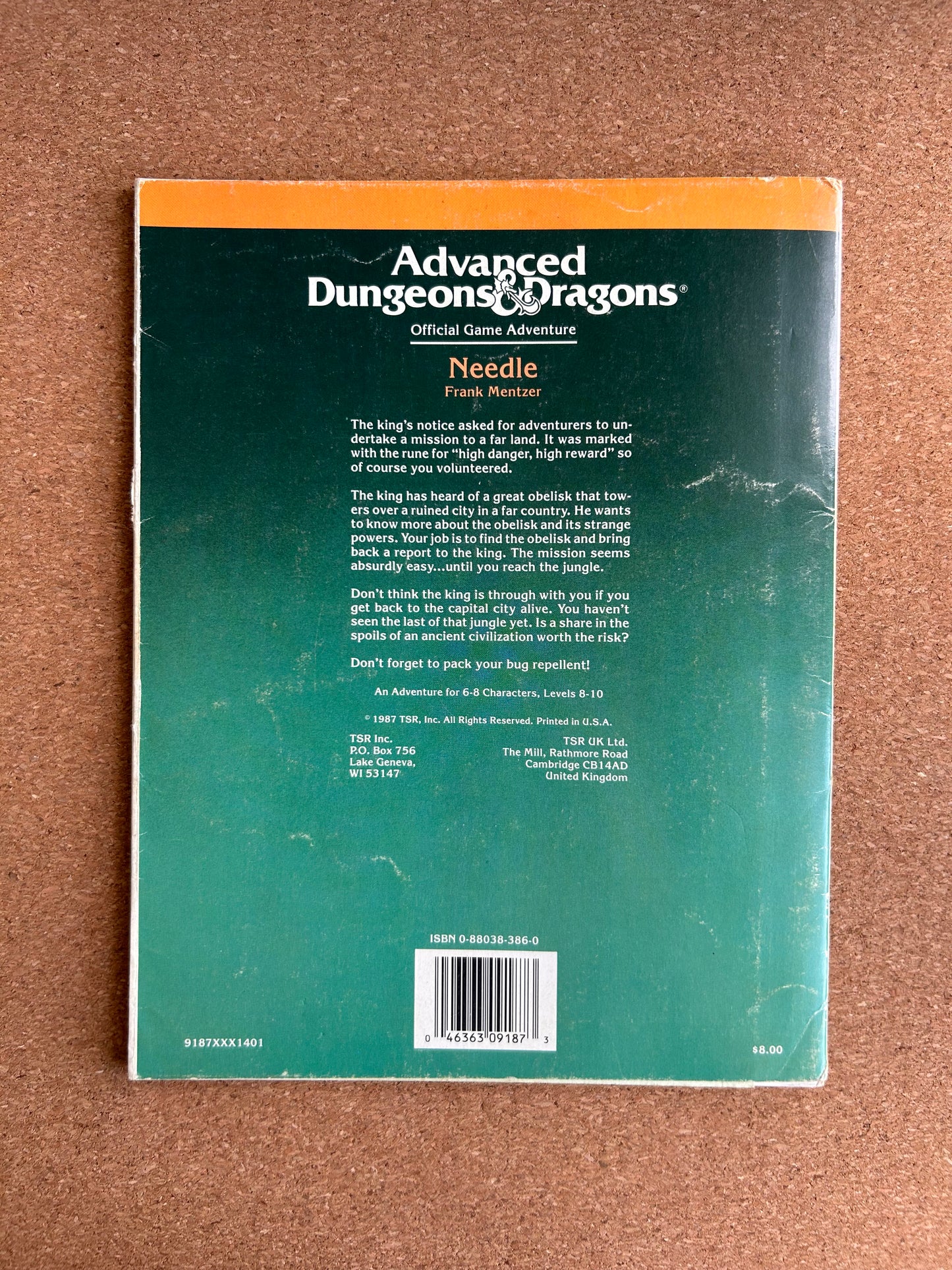 Advanced Dungeons & Dragons Adventure - Needle - TSR9187 - Paperback (1987)