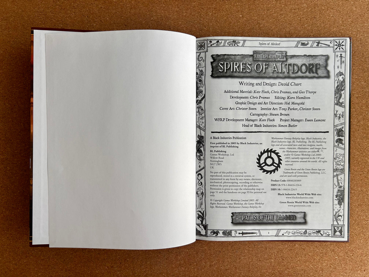 Warhammer Fantasy Roleplay 2nd Ed - Paths of the Damned Spires of Altdorf - Black Library Hardcover (2005)
