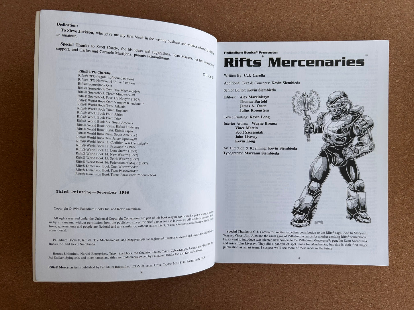 Rifts Mercenaries - Palladium Books Paperback (1996)