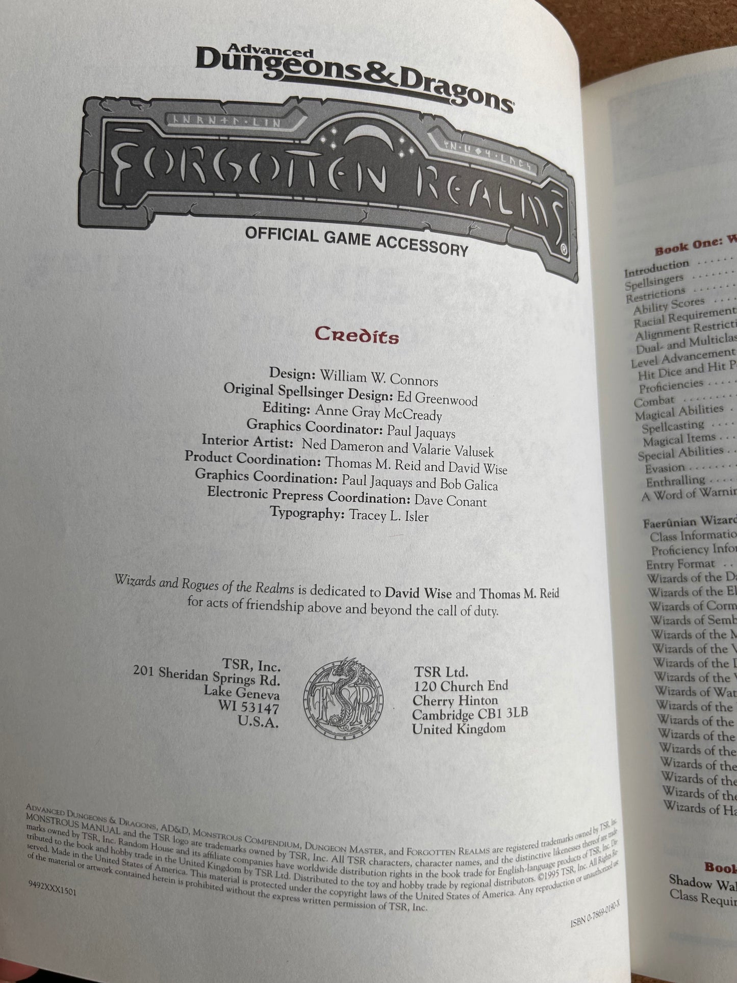 Advanced Dungeons & Dragons Forgotten Realms - Wizards and Rogues of the Realms - TSR9492 - Paperback (1995)