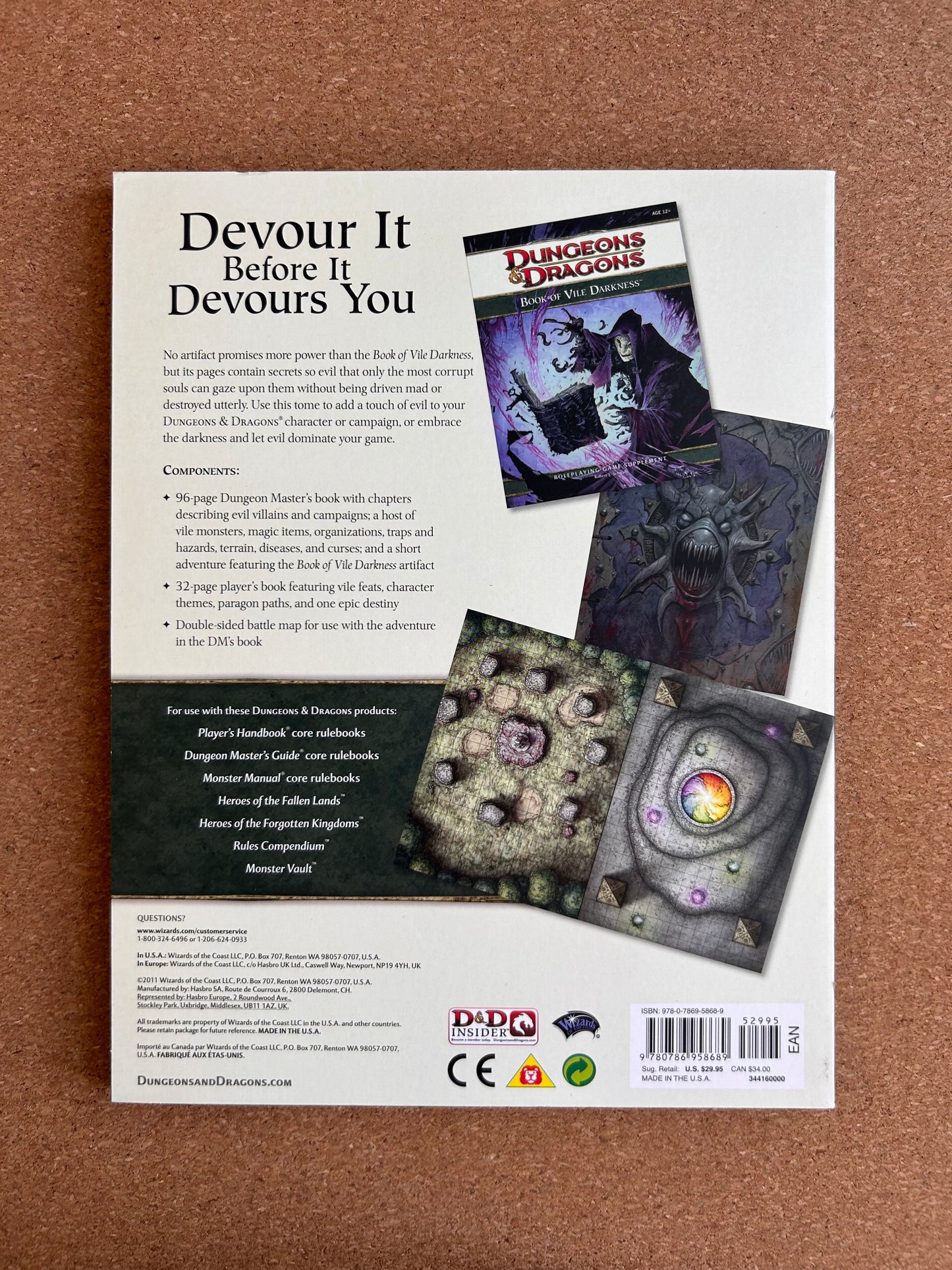 Dungeons & Dragons 4th Edition - The Book of Vile Darkness - WOTC Paperback (2011)