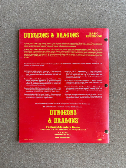 Dungeons & Dragons Basic Rules - Fantasy Adventure Game Basic Rulebook - TSR2014 - Paperback (1981)