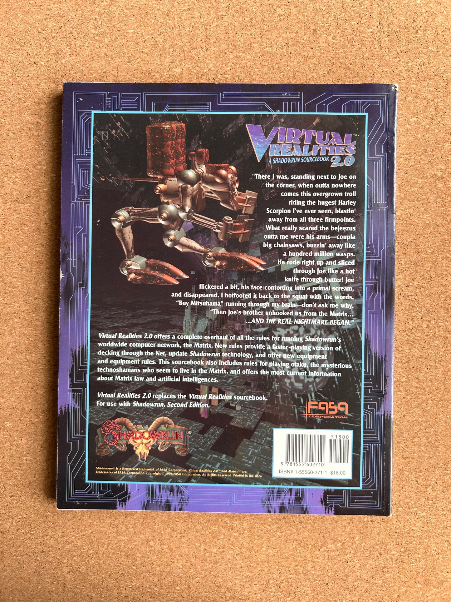 Shadowrun Second Edition - Virtual Realities 2.0 7904 - FASA Paperback (1995)